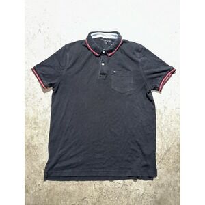 Tommy Hilfiger Men's Sz L Cotton Polo Shirt Black‎ Soft Stretchy